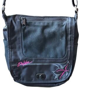 Y2K Dakine vintage messenger bag black pink embroidered